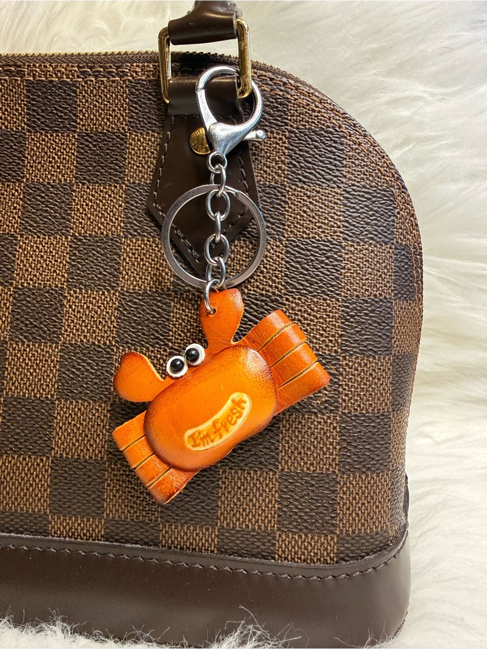 Leather Crab Keychain Bag Charm